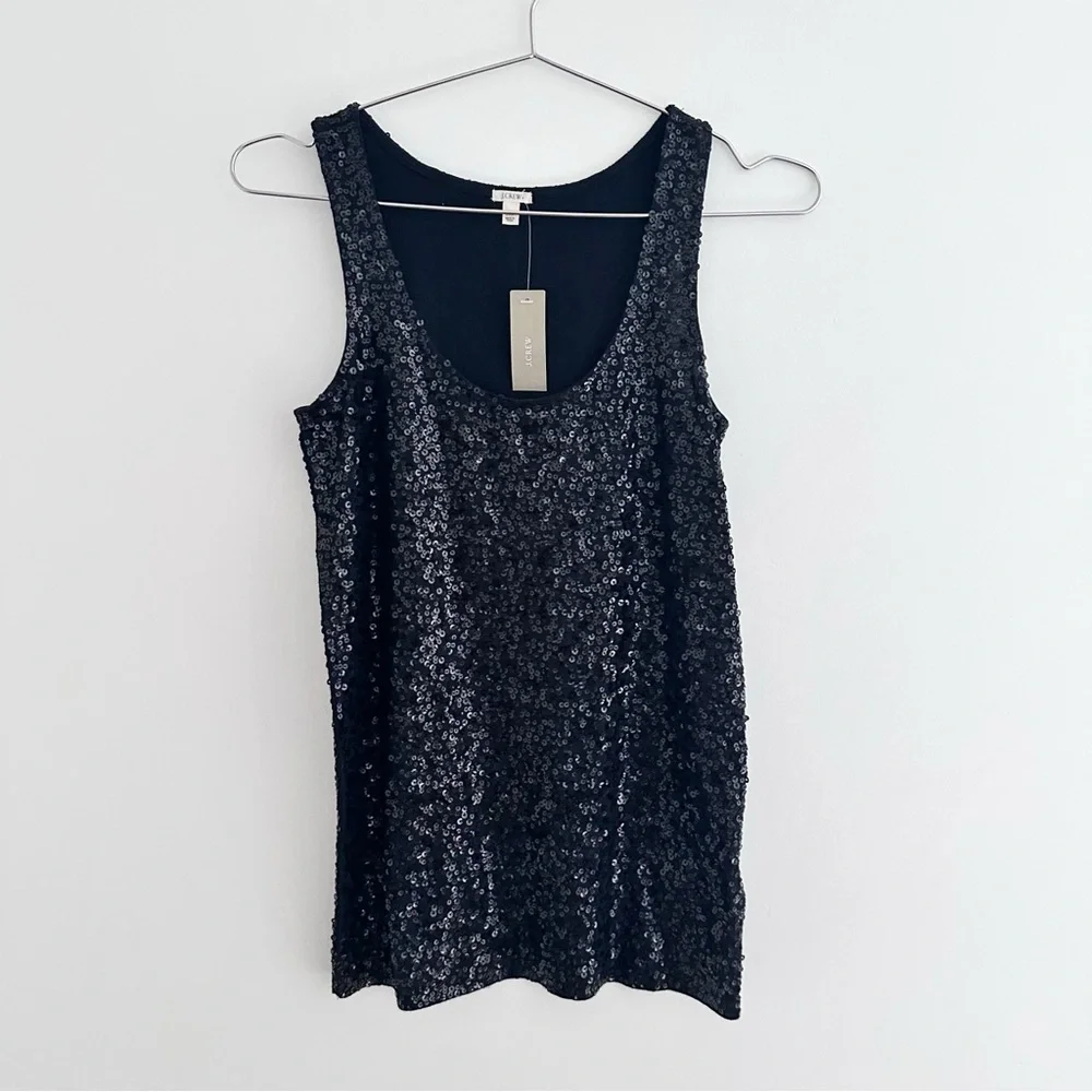 J.Crew Black Sequined Stretch Tank NWT